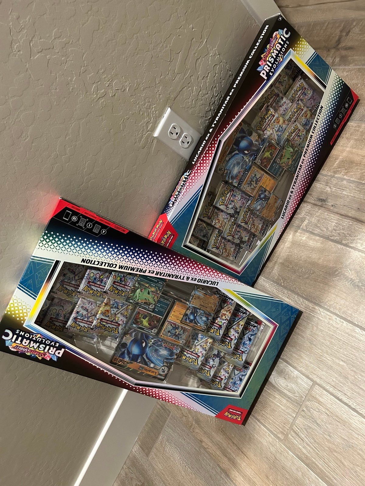 LOT OF 2 Pokemon Prismatic Evolutions Lucario & Tyranitar Premium Collection New - Image 2