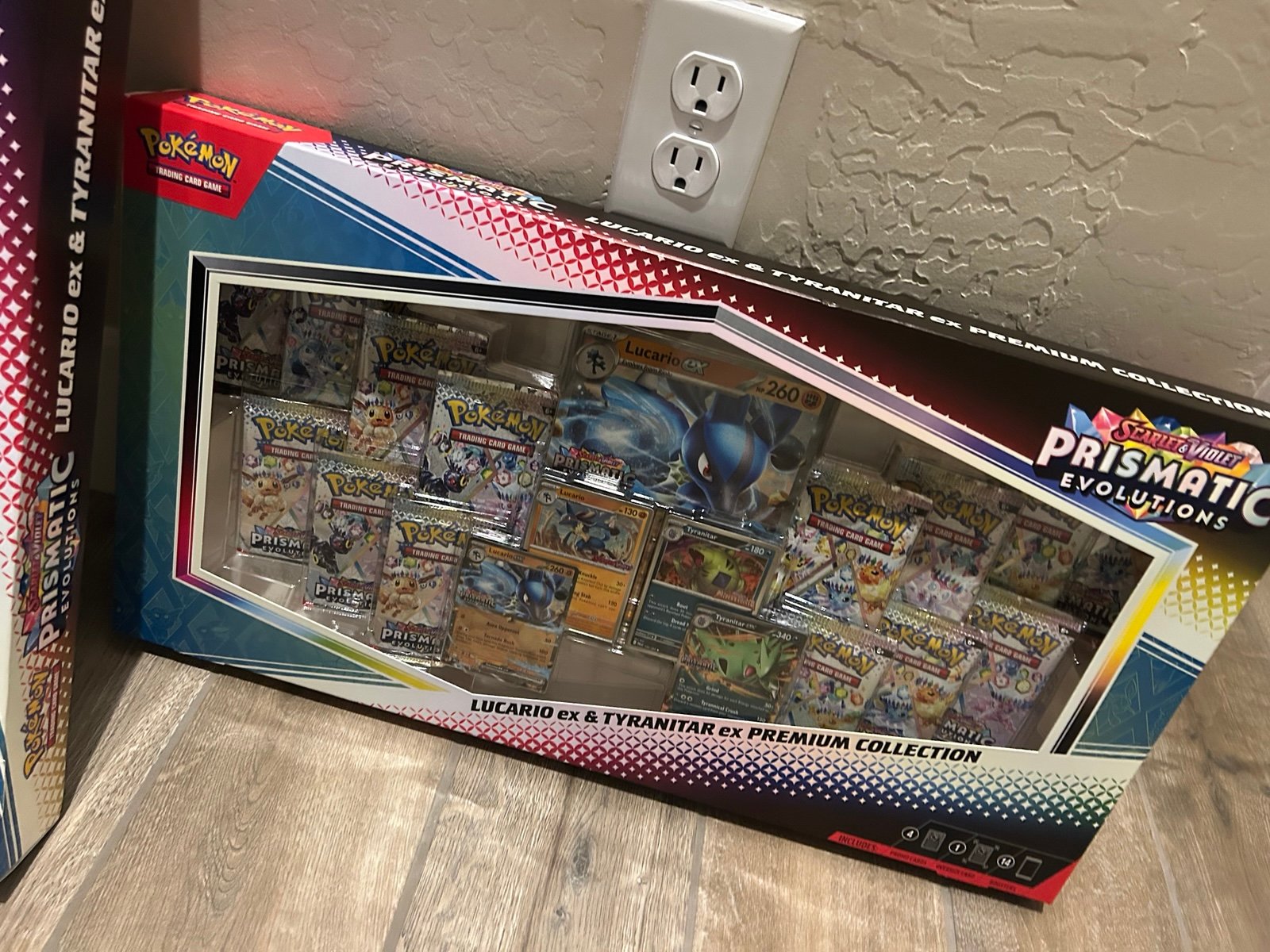 LOT OF 2 Pokemon Prismatic Evolutions Lucario & Tyranitar Premium Collection New - Image 3