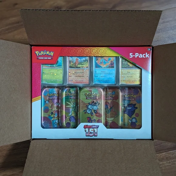 NEW 2x Pokemon 151 Costco 5-pack Mini Tin Set with 4 Cosmo Promo Cards SEALED - Image 3