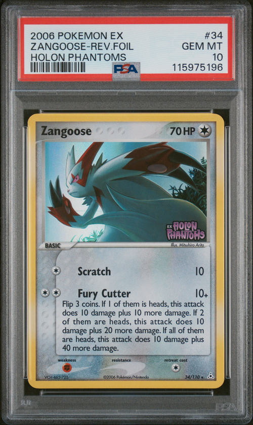PSA 10 ZANGOOSE-REV.FOIL HOLON PHANTOMS