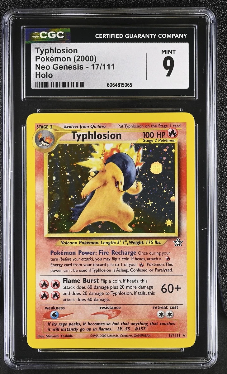CGC9 MINT Typhlosion 2000 Neo Genesis 17/111 Holo Pokemon Card