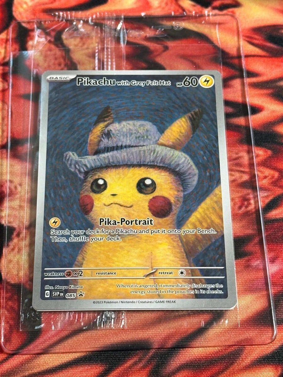 Pokemon Pikachu with Grey Felt Hat Promo Card SVP 085 VAN GOGH - SEALED IN HAND
