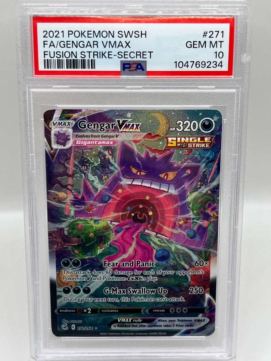 Gengar VMAX 271/264 Fusion Strike Alt Art Secret Rare 2021 Pokémon Card PSA 10